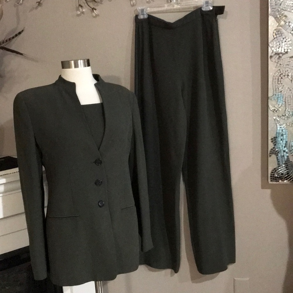 Giorgio Armani Olive Green 3 Piece Pants Suit